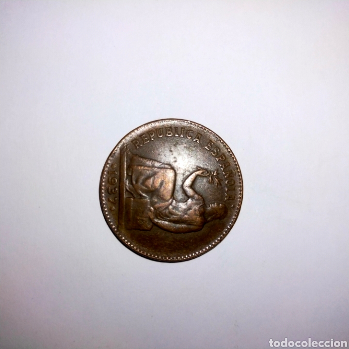 Monedas Rep&uacute;blica: 50 c&eacute;ntimos 1937 Rep&uacute;blica espa&ntilde;ola. Error - Foto 2