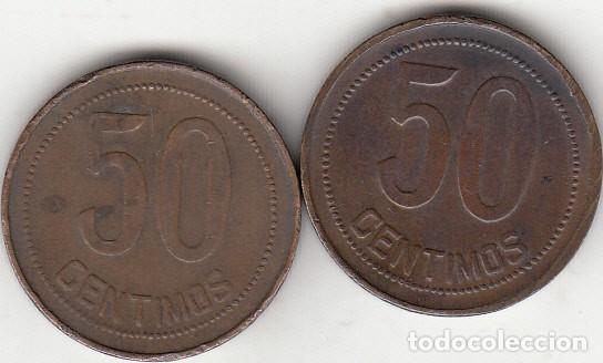 Monedas Rep&uacute;blica: II REPUBLICA: 2 MONEDAS 50 CENTIMOS 1937 - Foto 2