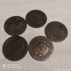 Monedas República: LOTE 5 MONEDAS 5 CENTIMOS 1877-79. Lote 313606003