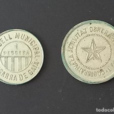Monedas República: DOS FICHAS MONETARIAS GUERRA CIVIL CATALUÑA L'ESQUIROL Y SEGARRA 1937. Lote 329538958