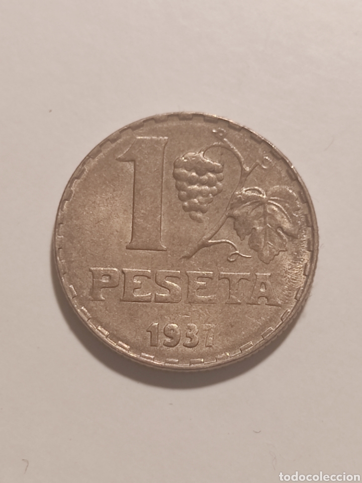 Monedas Rep&uacute;blica: Moneda 1 peseta 1937 - Foto 1
