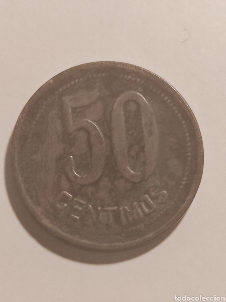 Monedas Rep&uacute;blica: Moneda 50 c&eacute;ntimos 1937 - Foto 2