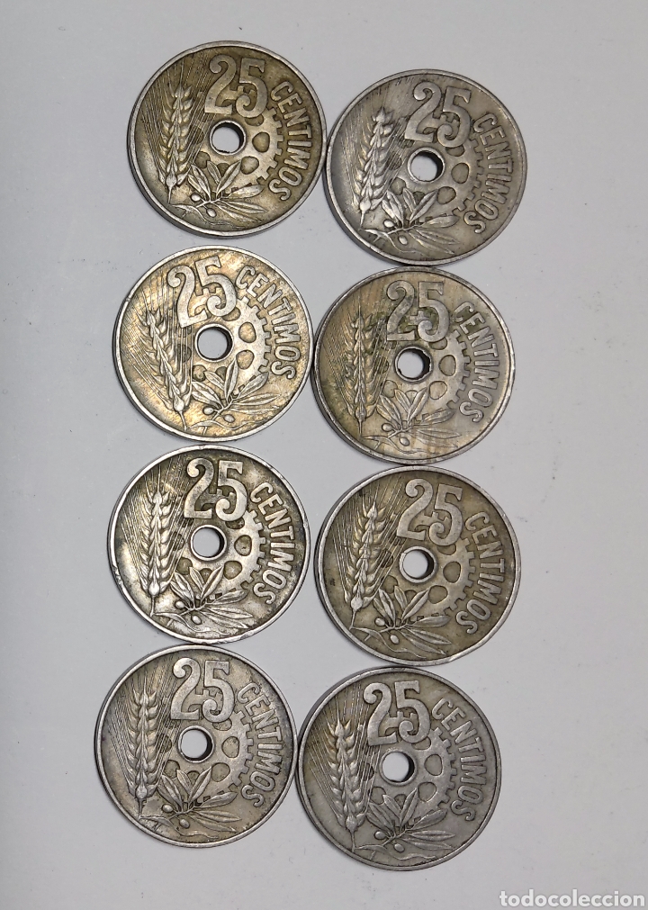 Monedas Rep&uacute;blica: Lote 8 MONEDAS DE 25 C&Eacute;NTIMOS DE 1934 - Foto 2