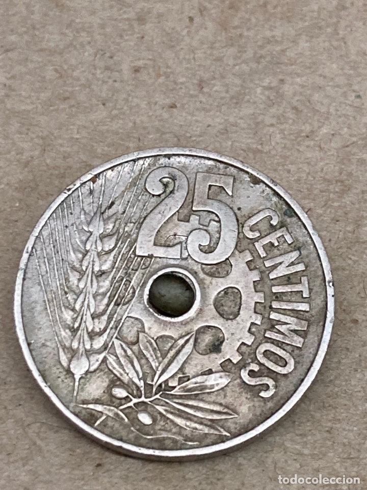 Monedas Rep&uacute;blica: Moneda 25 c&eacute;ntimos 1934 - Foto 2