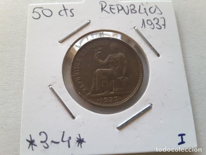 Monedas Rep&uacute;blica: Moneda 50 c&eacute;ntimos 1937 - Foto 1