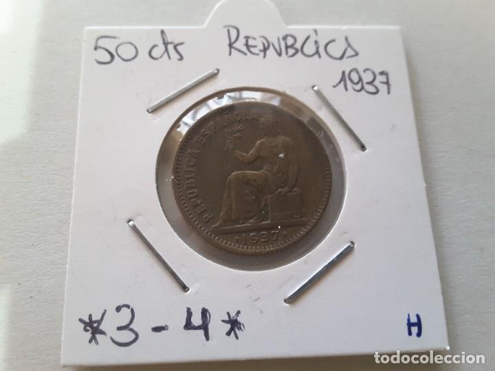 Monedas Rep&uacute;blica: Moneda 50 c&eacute;ntimos 1937 - Foto 1