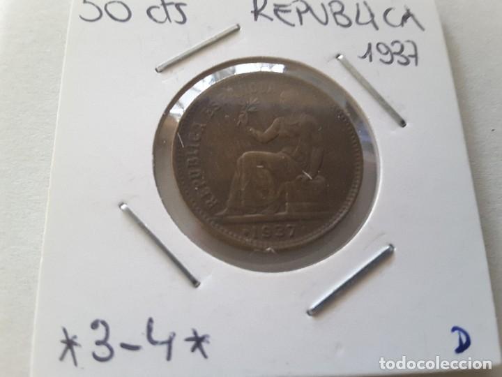 Monedas Rep&uacute;blica: Moneda 50 c&eacute;ntimos 1937 - Foto 1