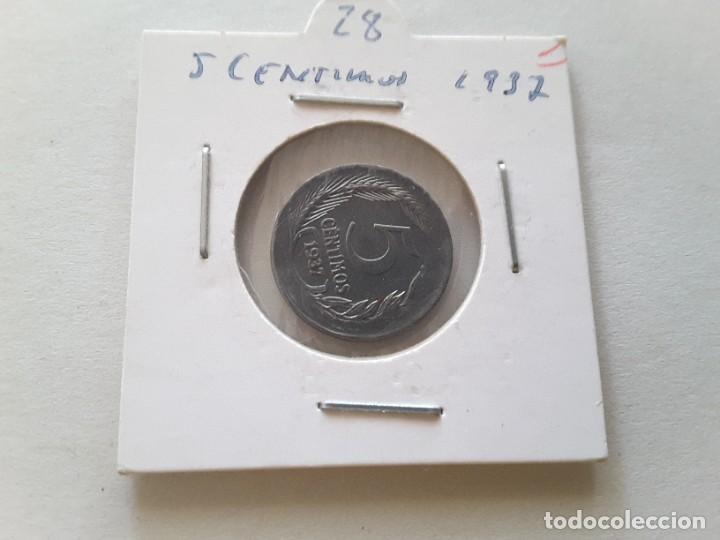Monedas Rep&uacute;blica: Moneda 5 c&eacute;ntimos 1937 - Foto 1