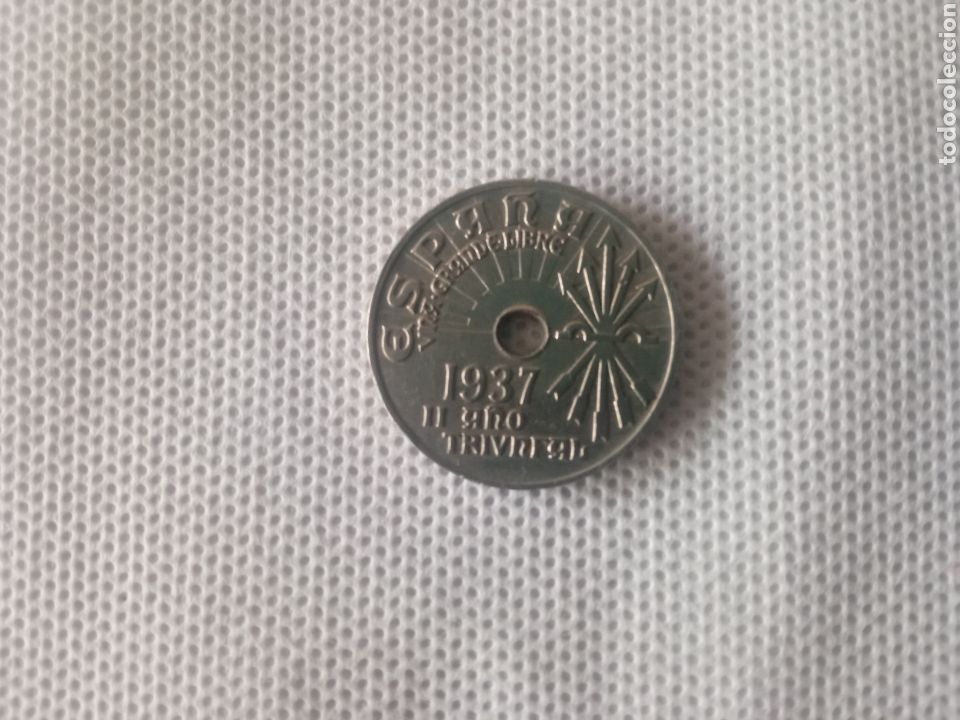 Monedas Rep&uacute;blica: Espa&ntilde;a moneda 25 c&eacute;ntimos 1937 - Foto 2