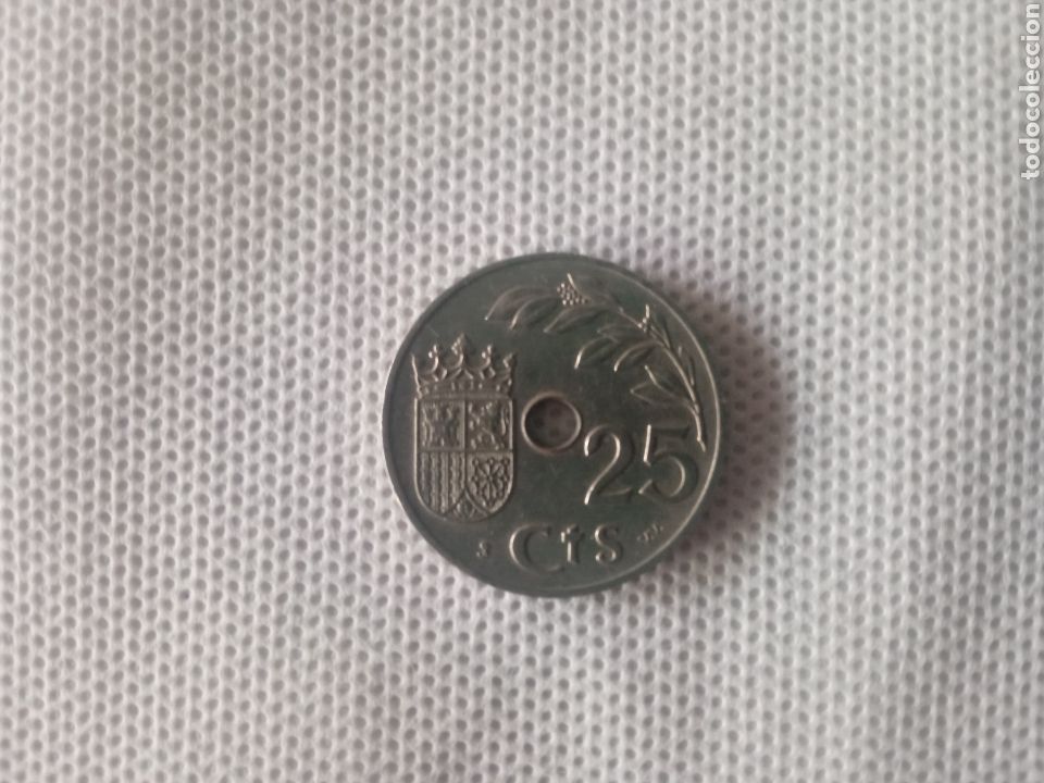 Monedas Rep&uacute;blica: Espa&ntilde;a moneda 25 c&eacute;ntimos 1937 - Foto 1