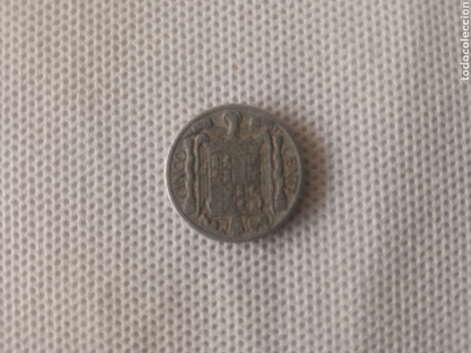 Monedas Rep&uacute;blica: Espa&ntilde;a moneda 5 c&eacute;ntimos 1945 - Foto 2