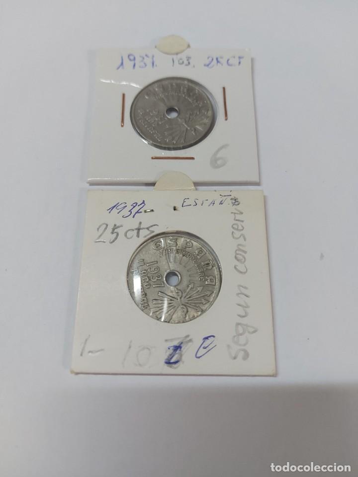 Monedas Rep&uacute;blica: 2 monedas 25 centimos a&ntilde;o 1937 - Foto 1