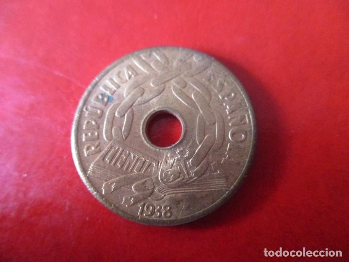 Monedas Rep&uacute;blica: II republica. moneda de 25 centimos 1938 - Foto 1