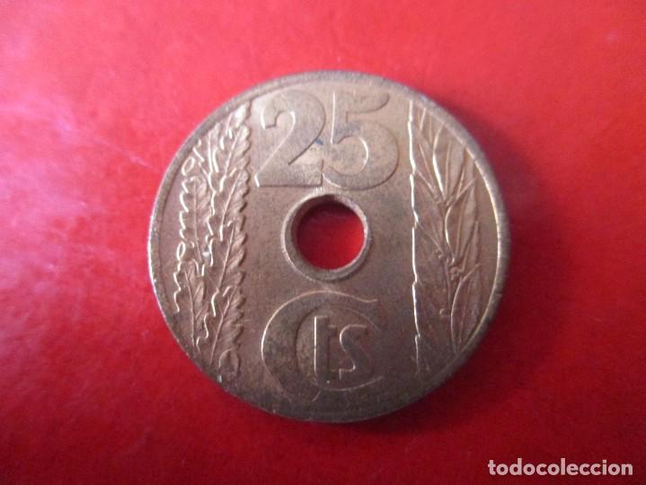 Monedas Rep&uacute;blica: II republica. moneda de 25 centimos 1938 - Foto 2