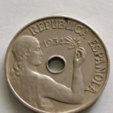 Monedas República: ESPAÑA 25 CENTIMOS AÑO 1934