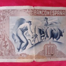 Monedas República: BILLETE DE 100 PESETAS DEL BANCO DE ESPAÑA POR EL BANCO DE BILBAO AÑO 1937 LEER DESCRIPCION. Lote 348726917