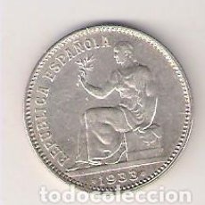 Monedas República: MONEDA DE 1 PESETA DE LA REPÚBLICA ESPAÑOLA DE 1933 *3-4. PLATA. MBC+ (RE3). Lote 348763032