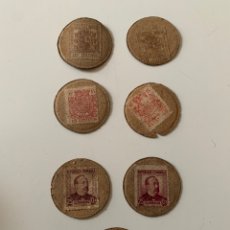 Monedas República: LOTE 7 FICHAS CARTON. PAPEL MONEDA SELLO REPUBLICA ESPAÑOLA. 10, 15 Y 25 CÉNTIMOS. Lote 348812605