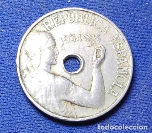 Monedas Rep&uacute;blica: Moneda de 25 centimos - II Republica - 1934 - Foto 1