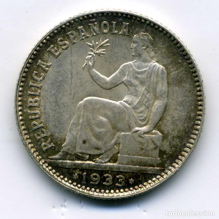 Monedas Rep&uacute;blica: 1 PESETA 1933 (*3-4) EBC - Foto 1