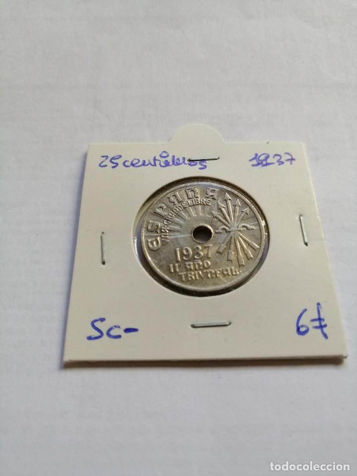 Monedas Rep&uacute;blica: 25 Centimos 1937 SC- - Foto 1