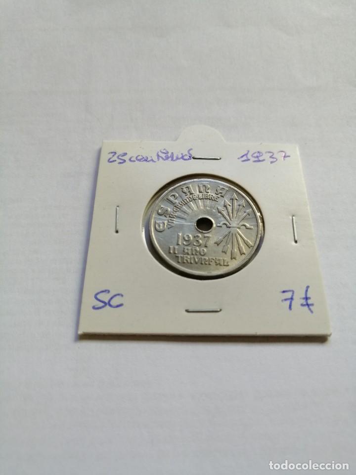 Monedas Rep&uacute;blica: 25 Centimos 1937 SC - Foto 1
