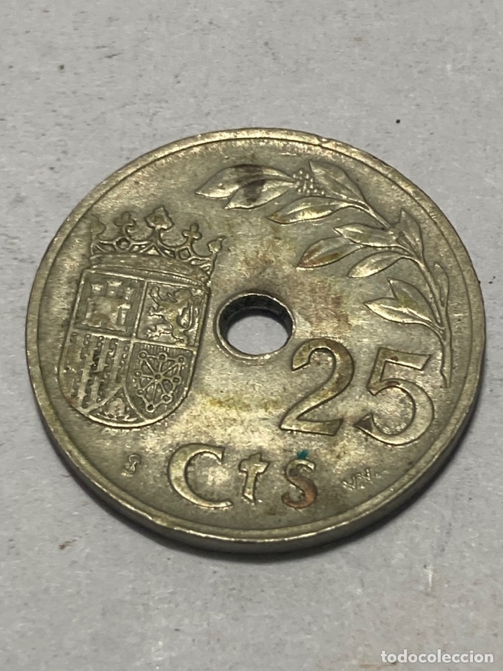 Monedas Rep&uacute;blica: Moneda 1937 25 centimos II a&ntilde;o - Foto 2