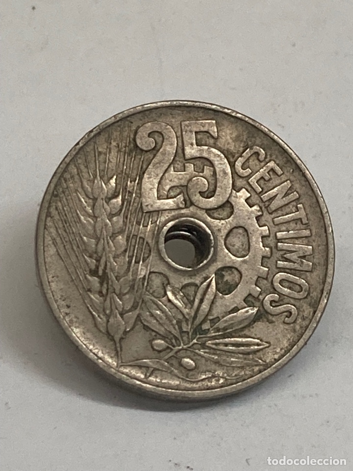 Monedas Rep&uacute;blica: Moneda 25 c&eacute;ntimos 1934 - Foto 1