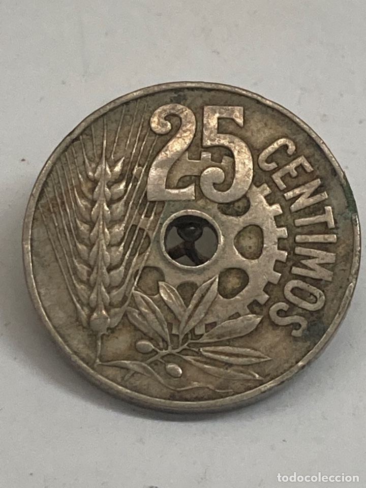 Monedas Rep&uacute;blica: Moneda 25 c&eacute;ntimos 1934 - Foto 1