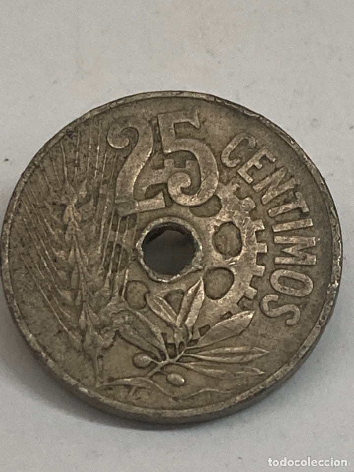 Monedas Rep&uacute;blica: Moneda de 25 c&eacute;ntimos 1934 - Foto 1