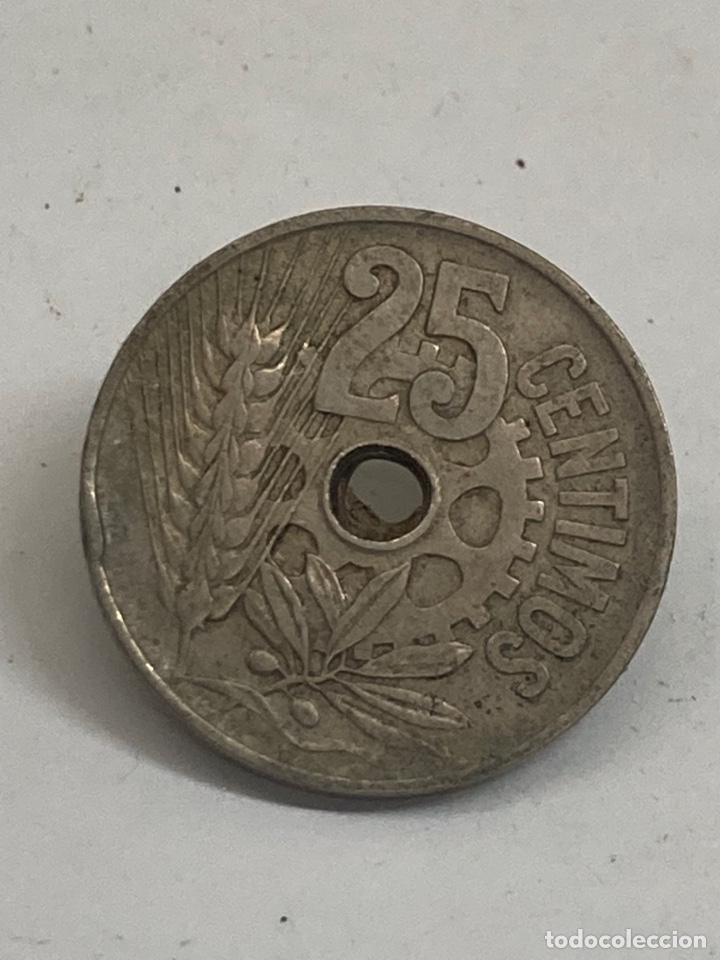Monedas Rep&uacute;blica: Moneda de 25 c&eacute;ntimos 1934 - Foto 1