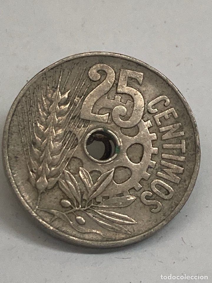 Monedas Rep&uacute;blica: Moneda de 25 c&eacute;ntimos 1934 - Foto 1