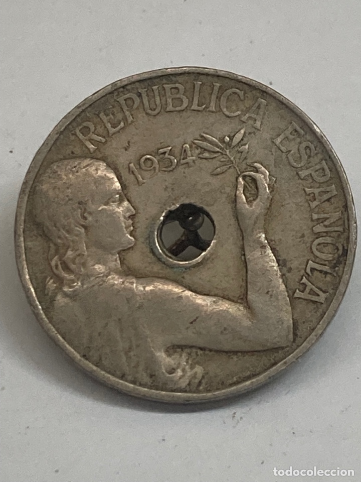 Monedas Rep&uacute;blica: Moneda de 25 c&eacute;ntimos 1934 - Foto 2
