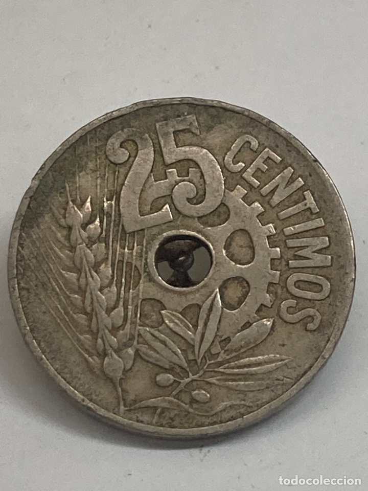 Monedas Rep&uacute;blica: Moneda de 25 c&eacute;ntimos 1934 - Foto 1