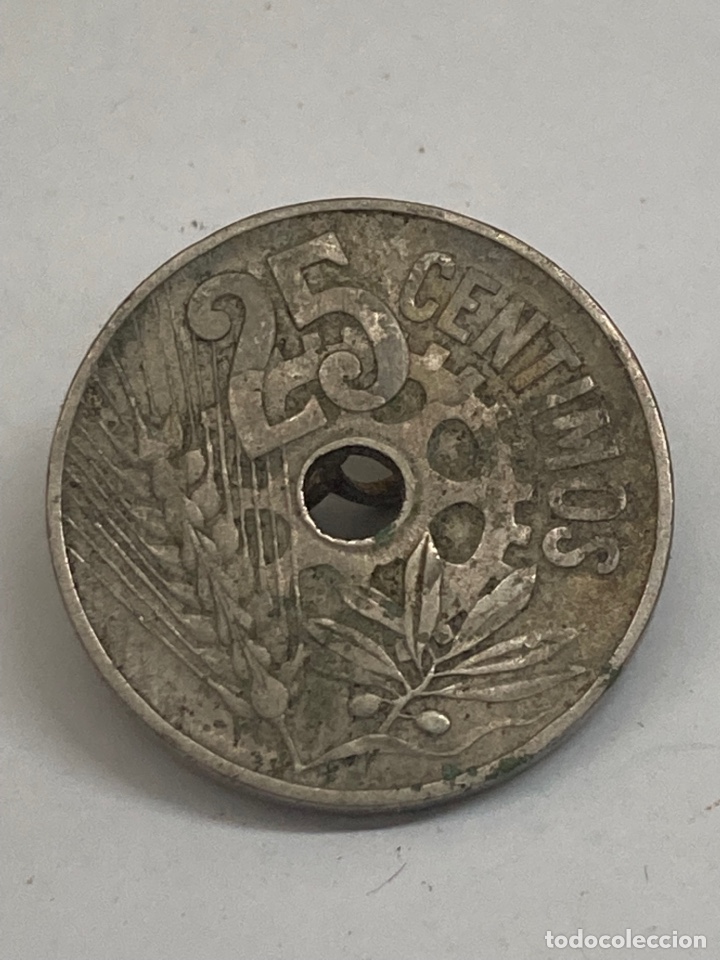 Monedas Rep&uacute;blica: Moneda 25 c&eacute;ntimos 1934 - Foto 1