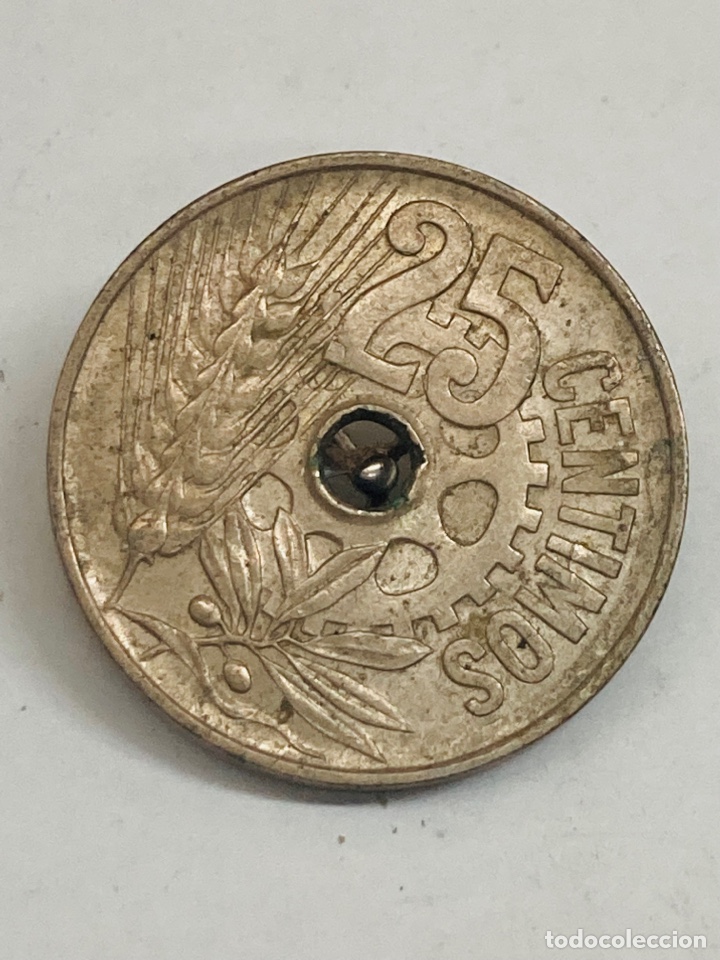 Monedas Rep&uacute;blica: Moneda 25 c&eacute;ntimos 1934 - Foto 2