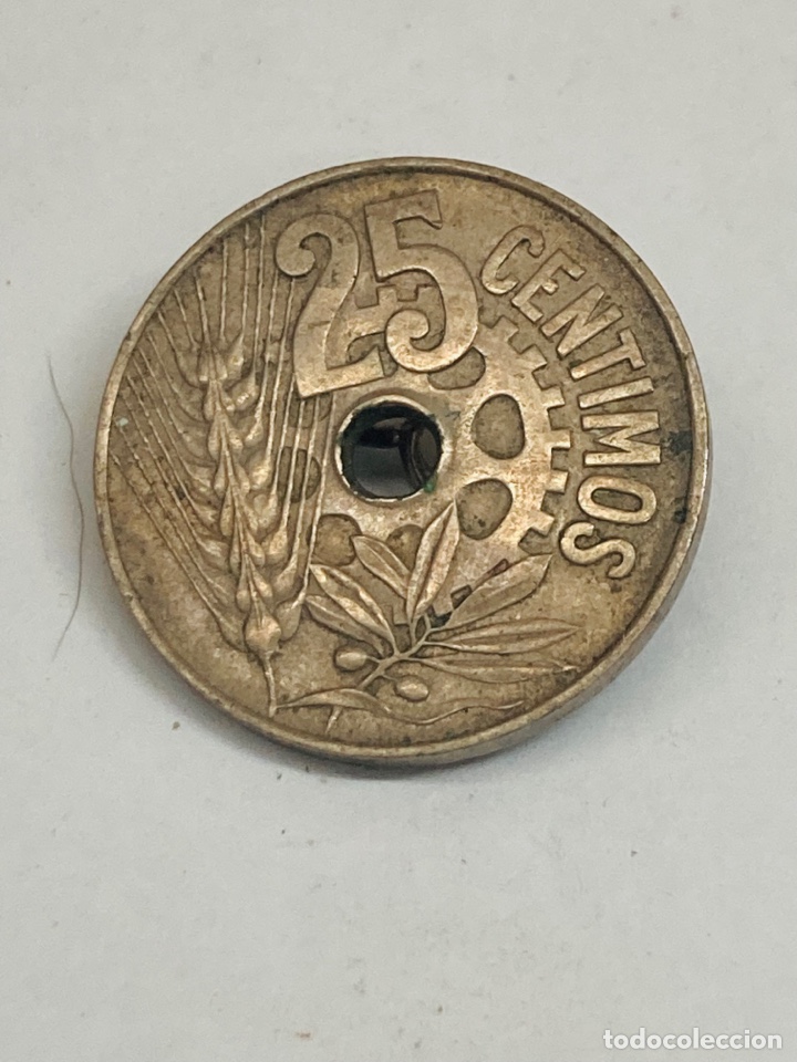 Monedas Rep&uacute;blica: Moneda 25 c&eacute;ntimos 1934 - Foto 2