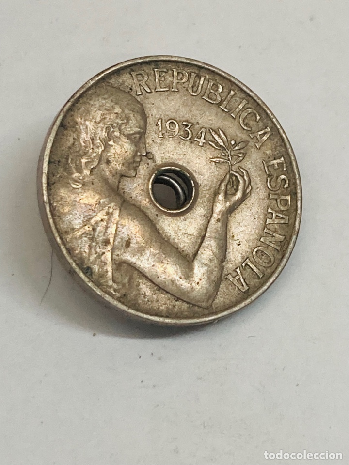 Monedas Rep&uacute;blica: Moneda 25 c&eacute;ntimos 1934 - Foto 1