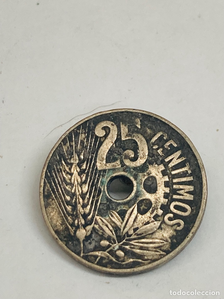 Monedas Rep&uacute;blica: Moneda 25 c&eacute;ntimos 1934 - Foto 1