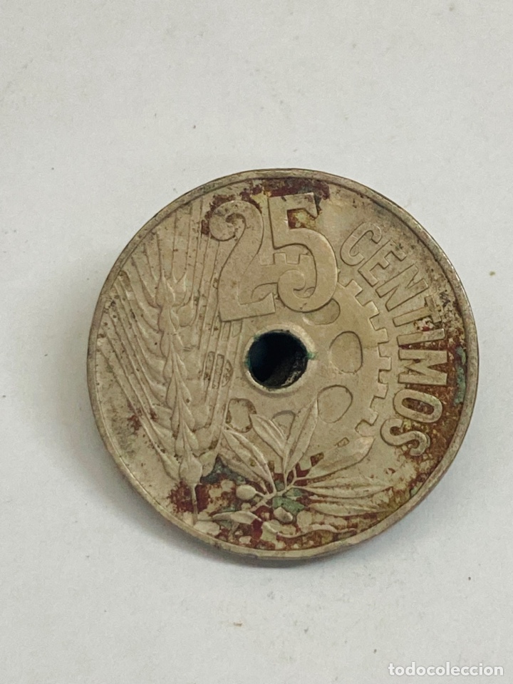 Monedas Rep&uacute;blica: Moneda de 25 c&eacute;ntimos 1934 - Foto 2