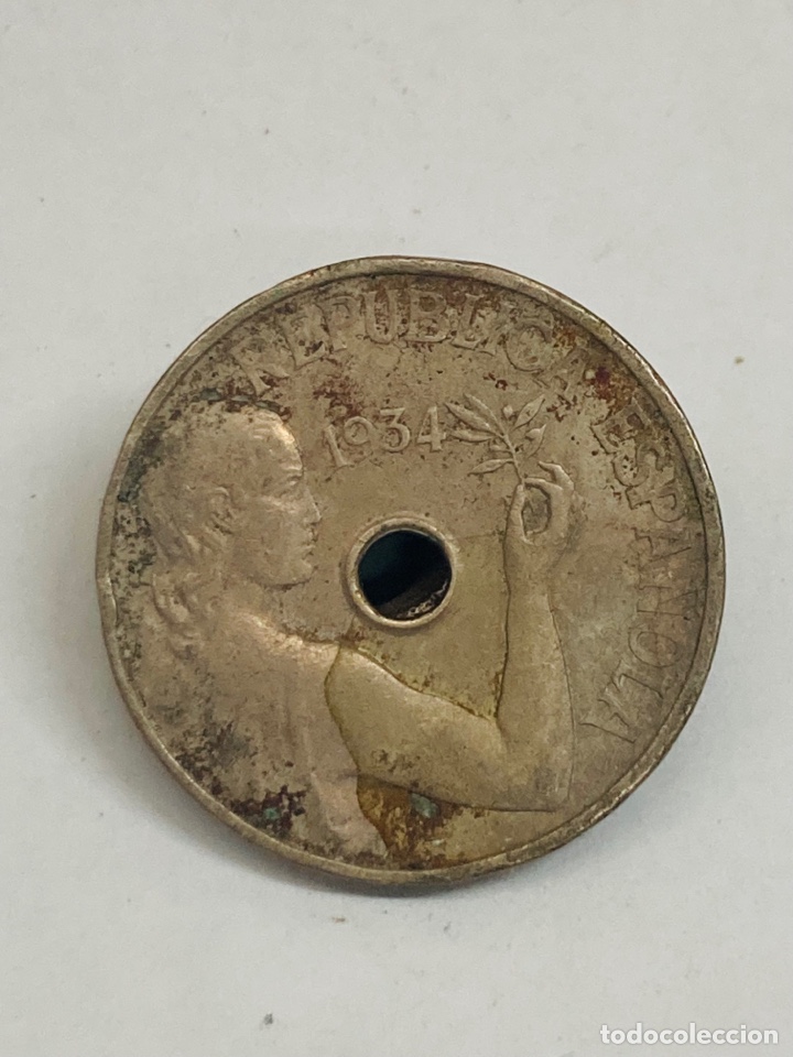 Monedas Rep&uacute;blica: Moneda de 25 c&eacute;ntimos 1934 - Foto 1