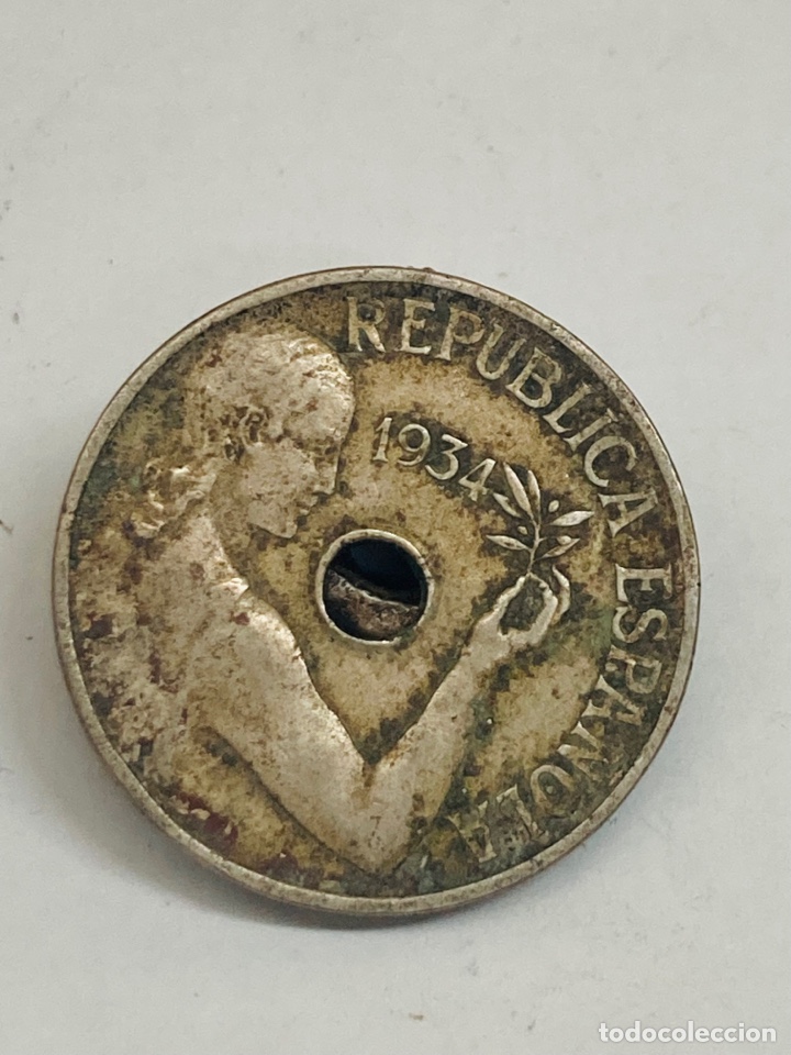 Monedas Rep&uacute;blica: Moneda 25 c&eacute;ntimos 1934 - Foto 1