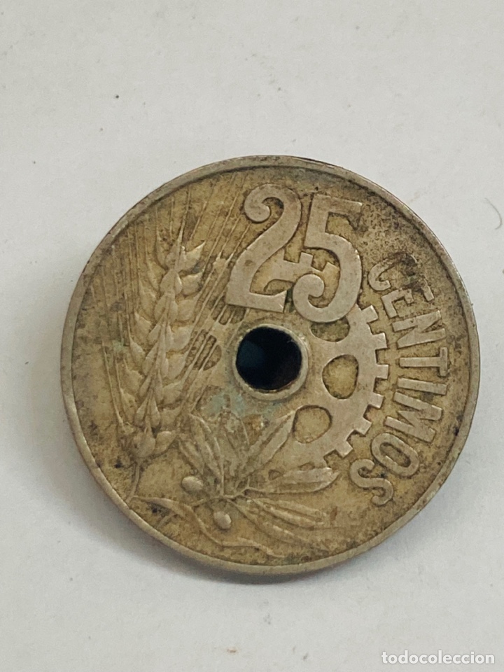 Monedas Rep&uacute;blica: Moneda de 25 c&eacute;ntimos 1934 - Foto 2