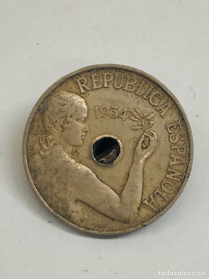 Monedas Rep&uacute;blica: Moneda de 25 c&eacute;ntimos 1934 - Foto 1