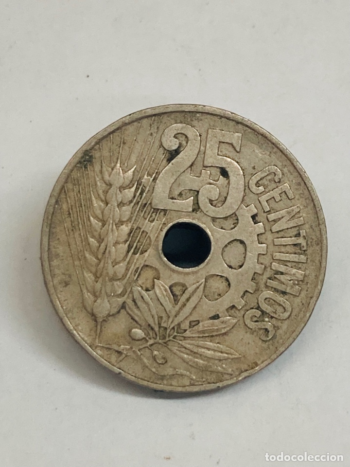 Monedas Rep&uacute;blica: Moneda de 25 c&eacute;ntimos 1934 - Foto 1