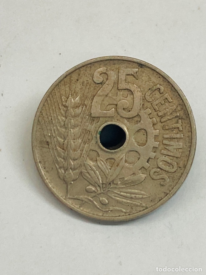 Monedas Rep&uacute;blica: Moneda de 25 c&eacute;ntimos 1934 - Foto 2