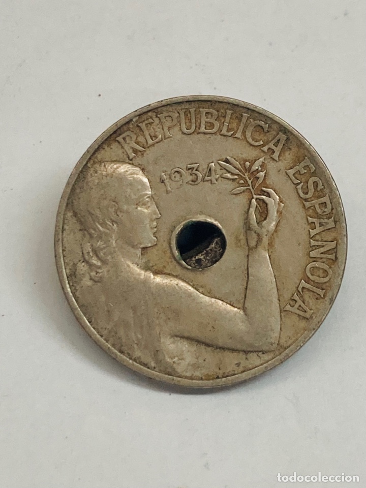 Monedas Rep&uacute;blica: Monedas 25 c&eacute;ntimos 1934 - Foto 1
