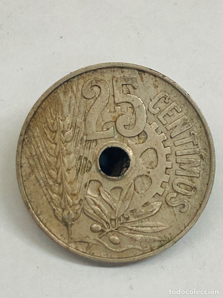 Monedas Rep&uacute;blica: Moneda de 25 c&eacute;ntimos 1934 - Foto 2