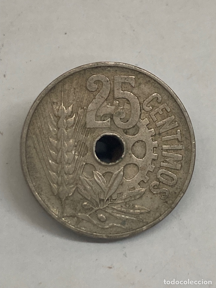 Monedas Rep&uacute;blica: Moneda de 25 c&eacute;ntimos 1934 - Foto 1