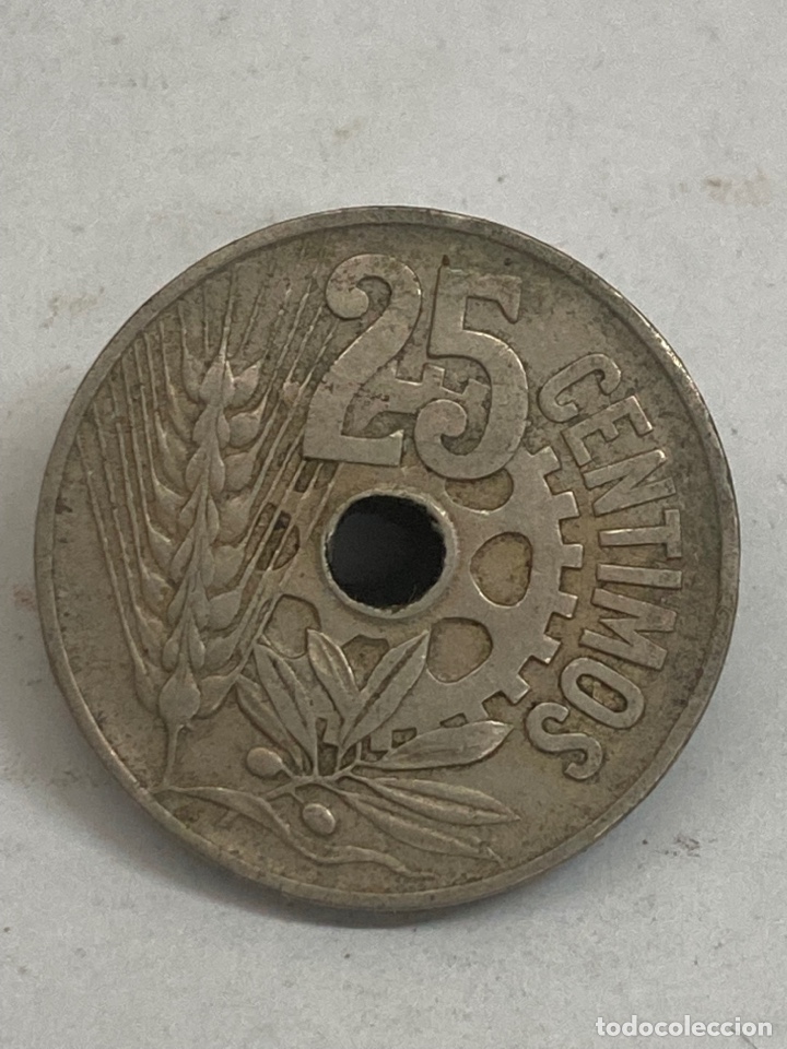 Monedas Rep&uacute;blica: Moneda 25 c&eacute;ntimos 1934 - Foto 2